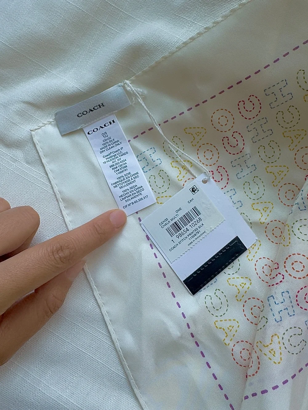 NWT 🌈 Coach Stitch Print Square Silk Bandana